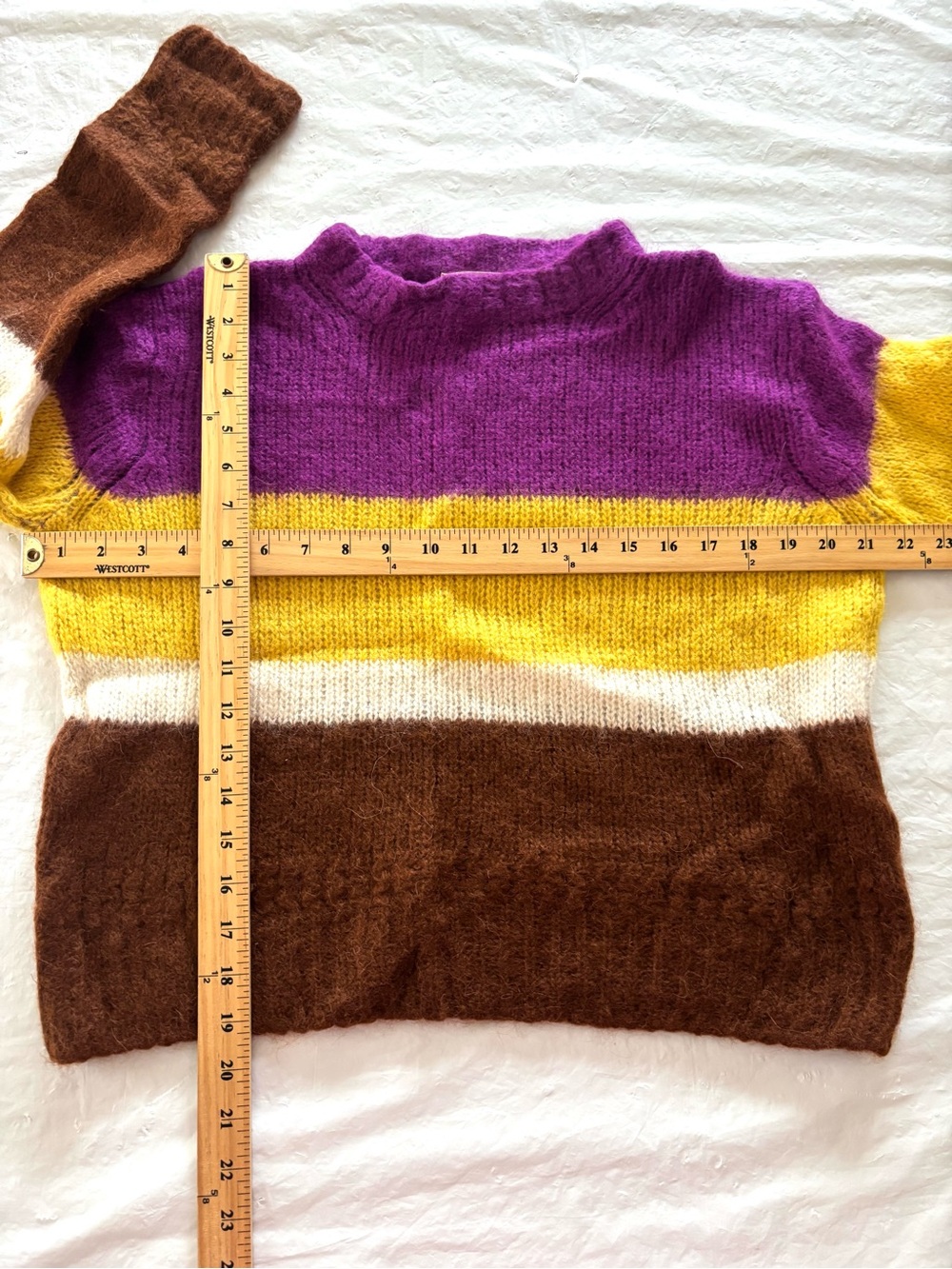 Sezane Purple Brown Yellow Mohair Alpaca Chuck Jumper Sweater SZ S Worn 1X - Picture 7 of 9
